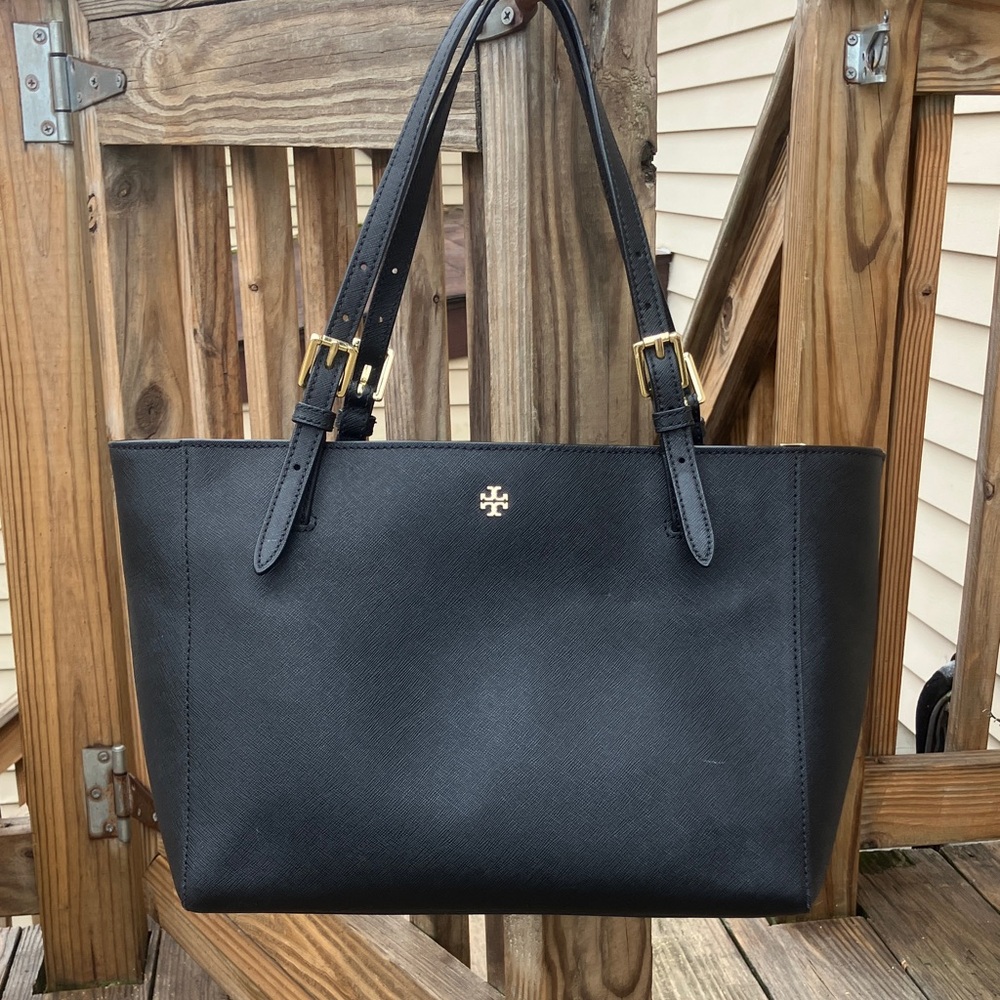 Tory Burch Black Tote with Gold Accents